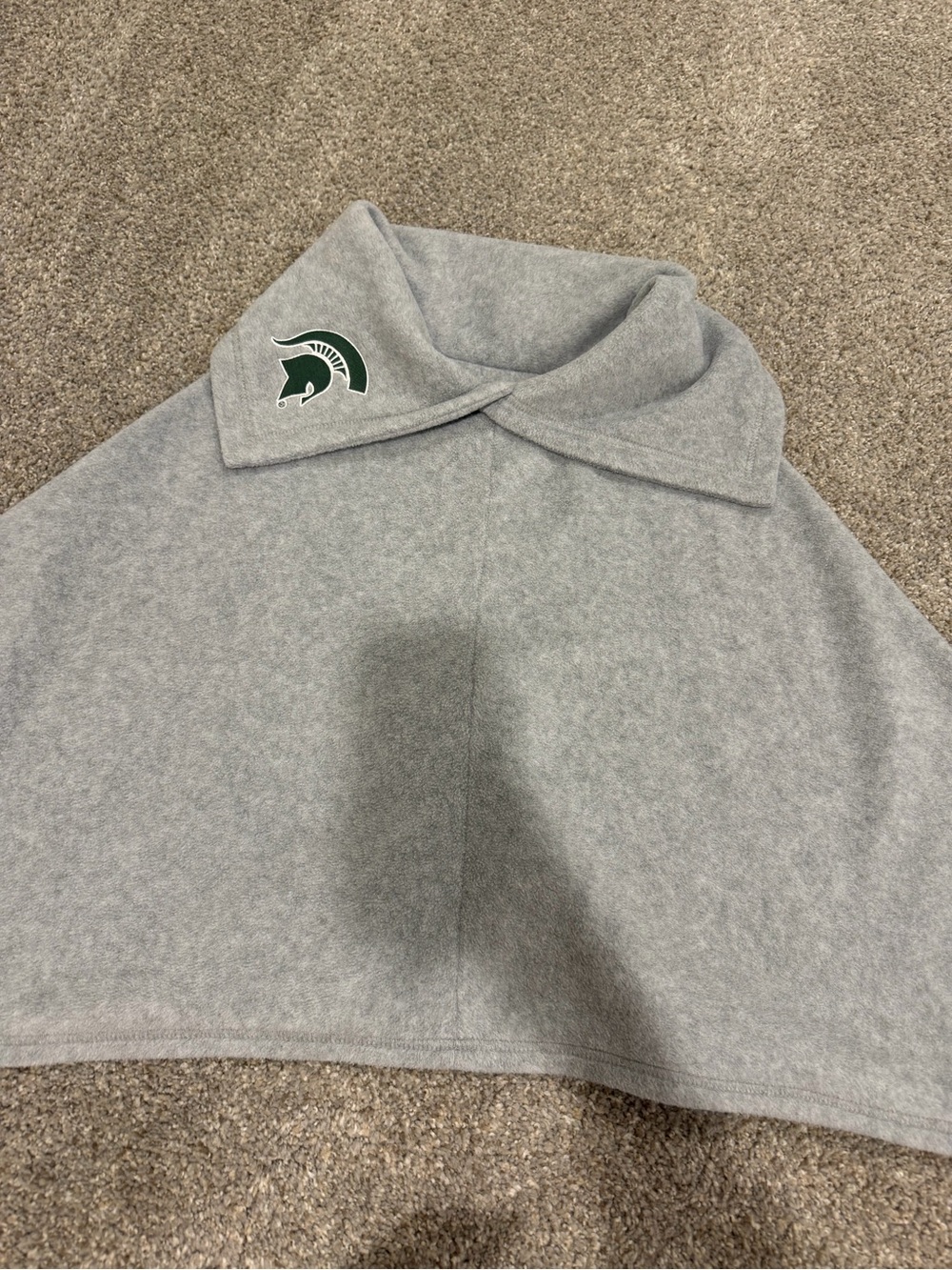 MSU Gray Poncho with Spartan Helmet Embroidered Logo